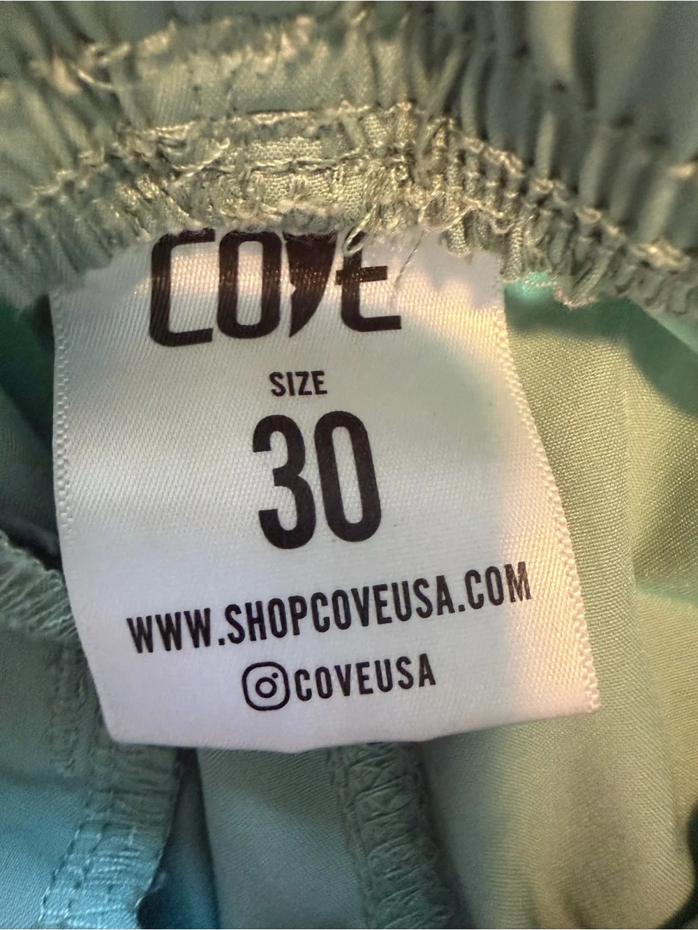 Cove Men’s Sage Green Swim Trunks with Pink Drawcord